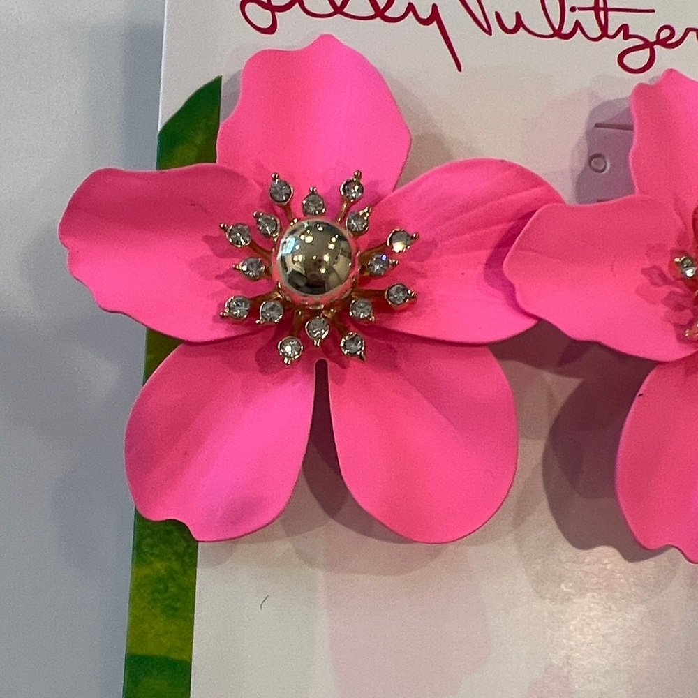 Lilly Pulitzer Pink Floral Earrings - Picture 2 of 3